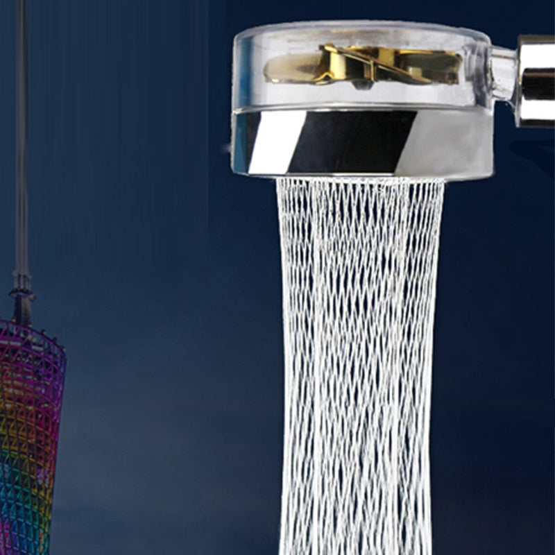 Propeller Driven Shower Head With Stop Button And Cotton Filter Turbocharged High Pressure Shower