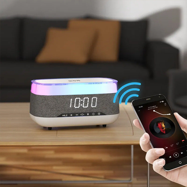 Intelligent Multifunctional Alarm Clock Bluetooth Speaker Wireless Charger Fast Charge Clock