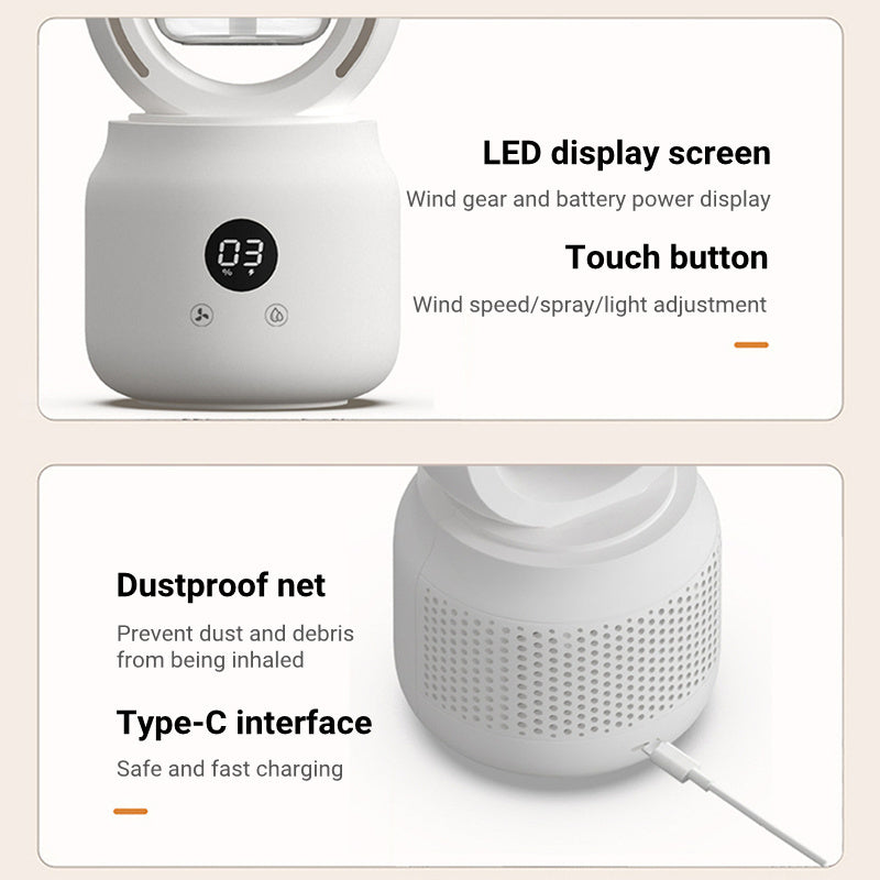 Summer Water Cooled Spray Mist Electric Fan Portable Wireless Air Humidifier Bladeless Ventilator Table Fan