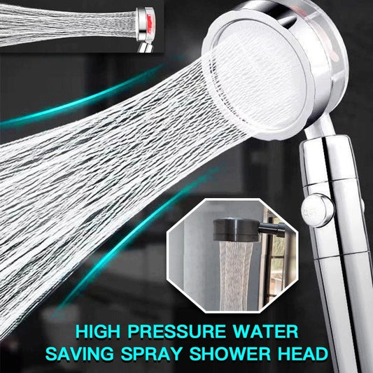 Propeller Driven Shower Head With Stop Button And Cotton Filter Turbocharged High Pressure Shower