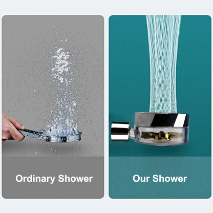 Propeller Driven Shower Head With Stop Button And Cotton Filter Turbocharged High Pressure Shower
