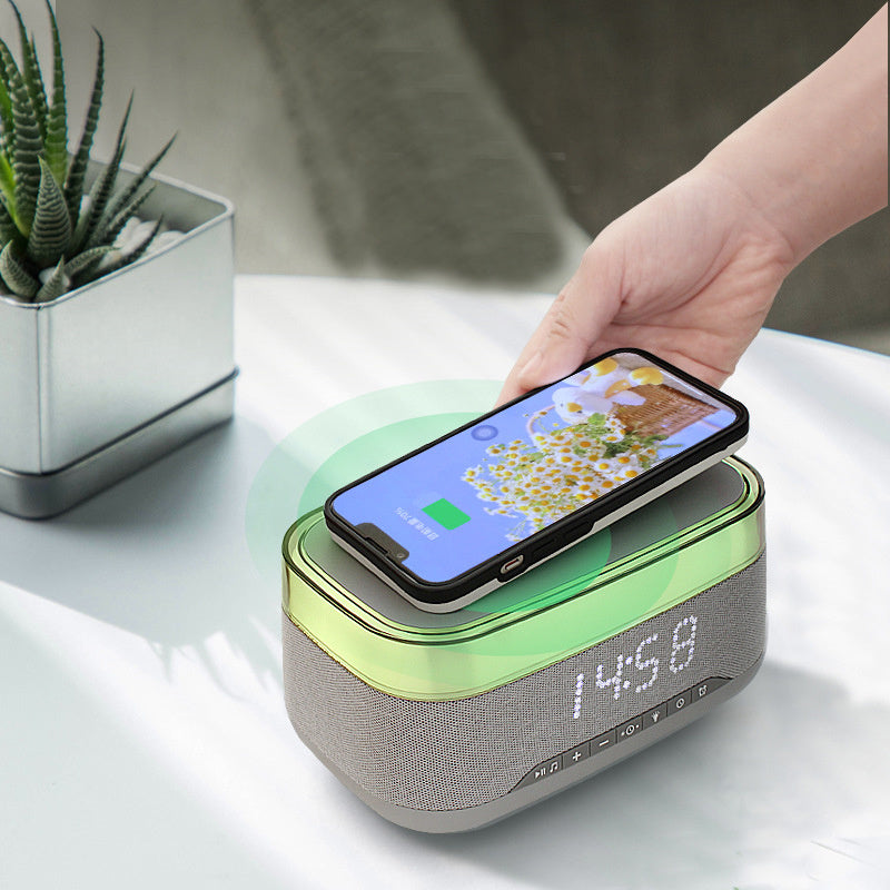 Intelligent Multifunctional Alarm Clock Bluetooth Speaker Wireless Charger Fast Charge Clock