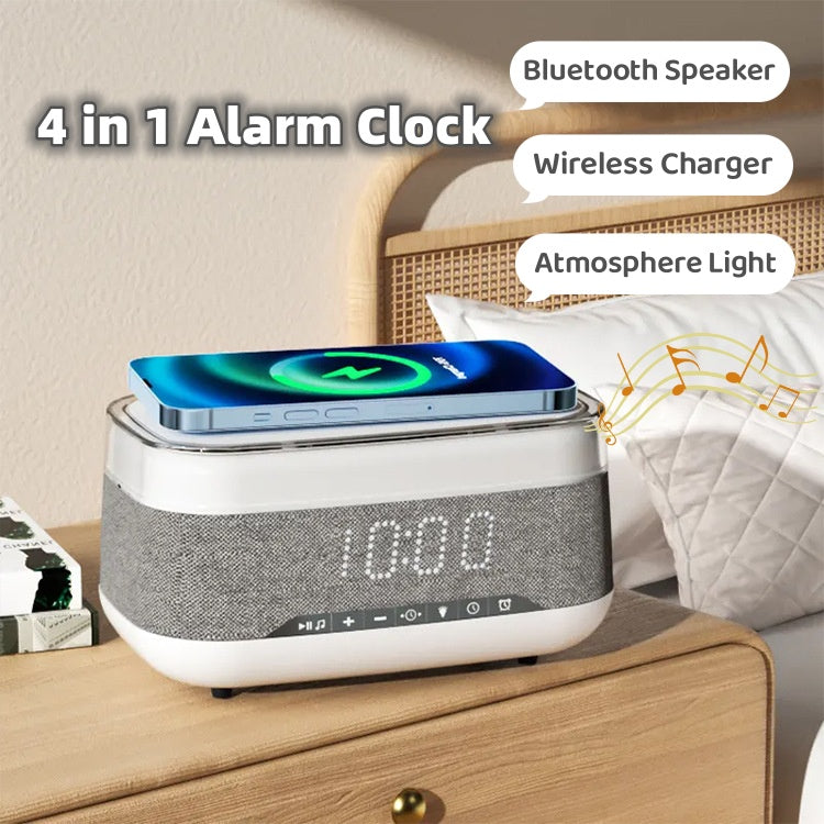 Intelligent Multifunctional Alarm Clock Bluetooth Speaker Wireless Charger Fast Charge Clock