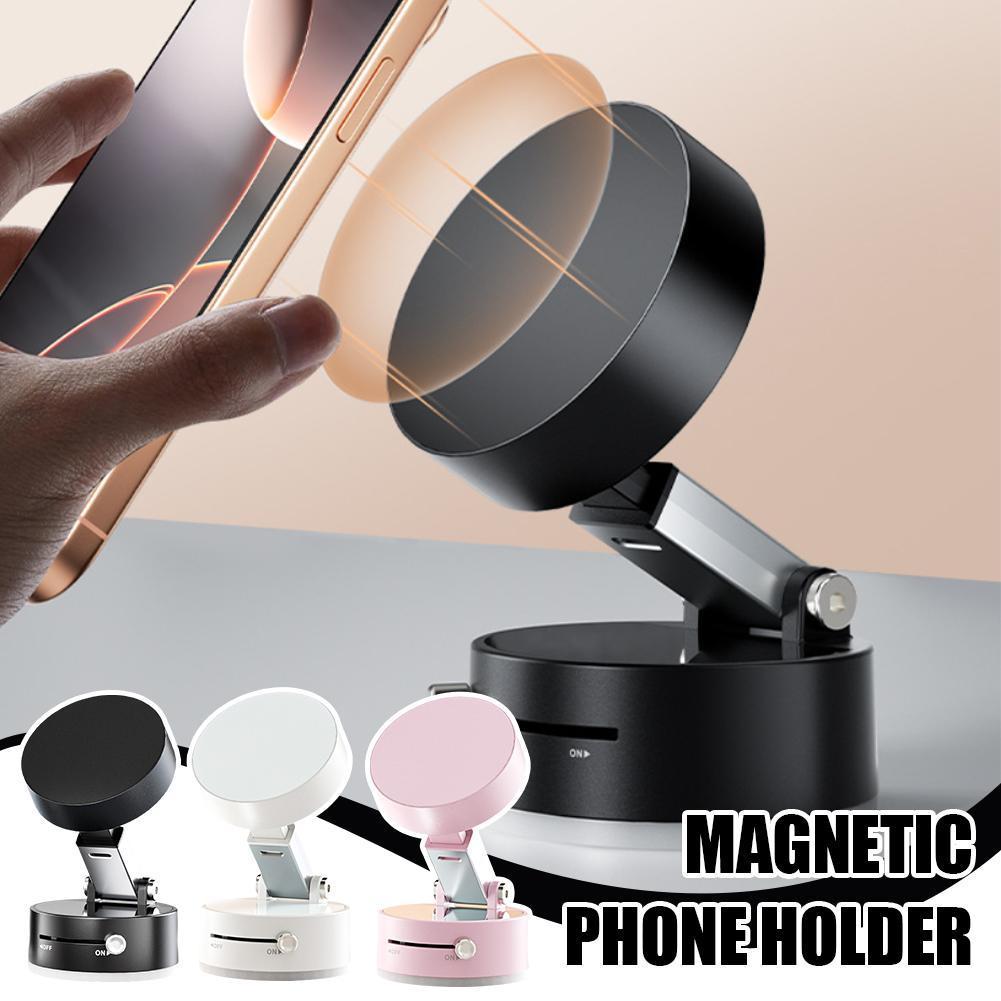 Magnetic Vacuum Car Phone Holder Foldable Suction Cup Hands-Free Navigation