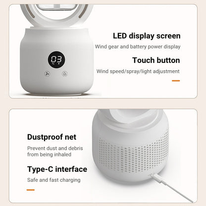 Summer Water Cooled Spray Mist Electric Fan Portable Wireless Air Humidifier Bladeless Ventilator Table Fan