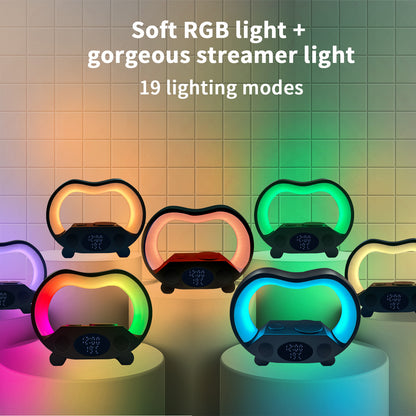 New 6 In 1 Smart Remote Control Bluetooth Intelligent LED Table Lamp Multi-function Wireless Charger Speaker