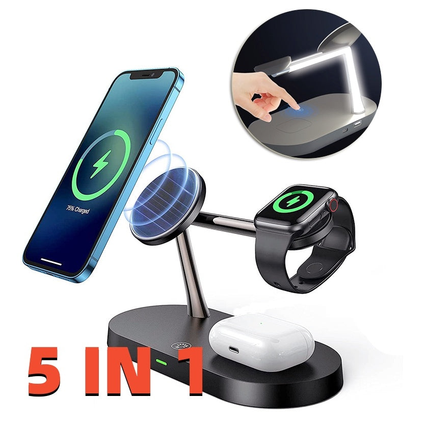 Multifunctional Five-In-One Magnetic Wireless Charging Mobile Phone Holder Charger 15W Fast Charge