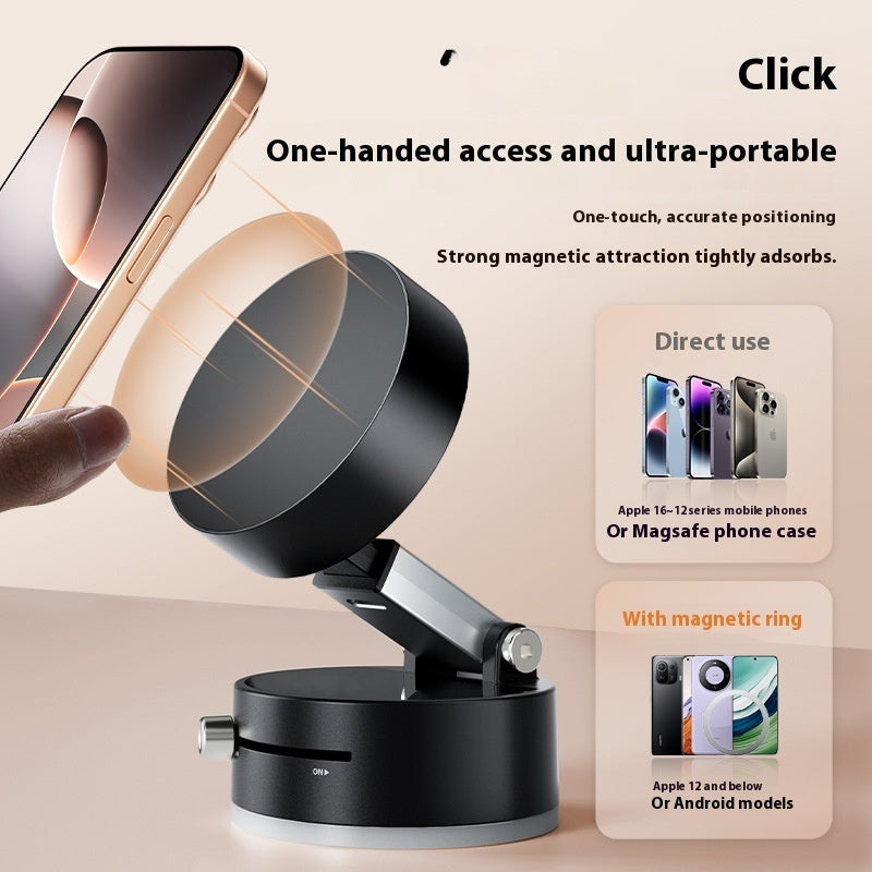 Magnetic Vacuum Car Phone Holder Foldable Suction Cup Hands-Free Navigation