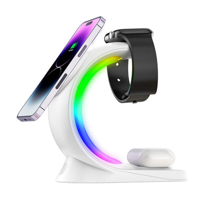 4 In 1 Magnetic Wireless Charger Fast Charging For Smart Phone Atmosphere Light Charging